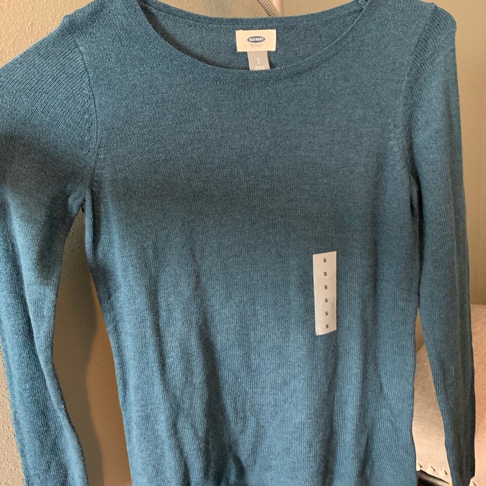 blue sweater!